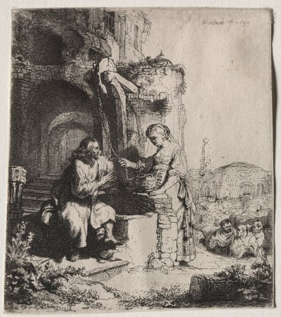 Kristus og kvinden i Samaria blandt ruiner, 1634. af Rembrandt van Rijn