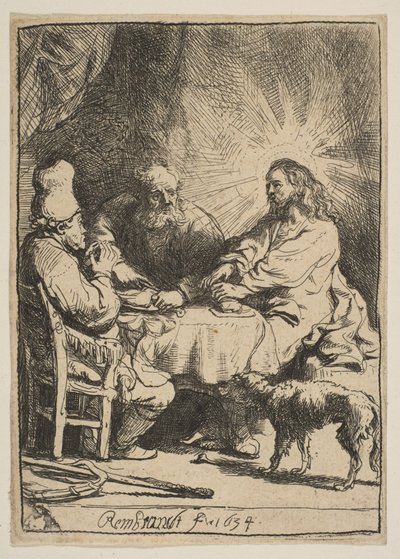Kristus ved Emmaus: Den mindre plade, 1634. af Rembrandt van Rijn