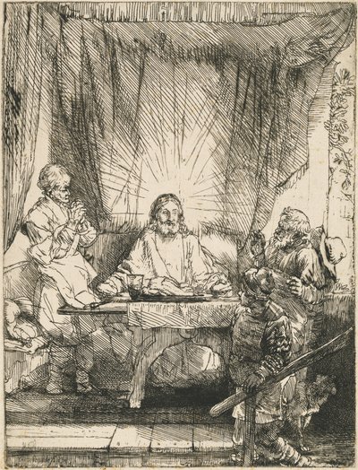Kristus i Emmaus: den større plade af Rembrandt van Rijn