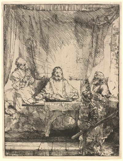 Kristus i Emmaus: den større plade af Rembrandt van Rijn