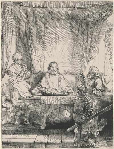 Kristus i Emmaus: den større plade af Rembrandt van Rijn