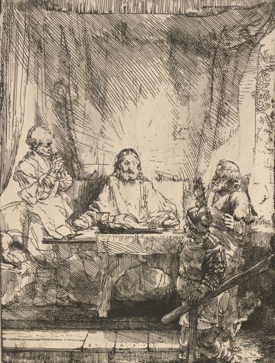 Kristus ved Emmaus: den større plade, 1654. af Rembrandt van Rijn