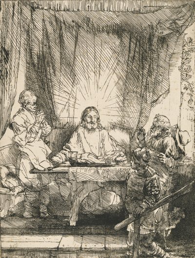 Kristus ved Emmaus: den større plade, 1654. af Rembrandt van Rijn