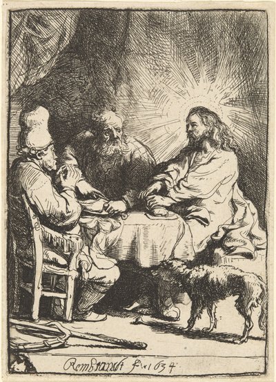 Kristus i Emmaus: den mindre tallerken af Rembrandt van Rijn