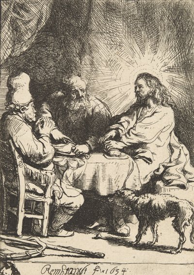 Kristus ved Emmaus: den mindre plade, 1634. af Rembrandt van Rijn