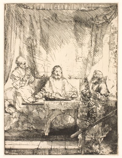Kristus i Emmaus: den større tallerken af Rembrandt van Rijn