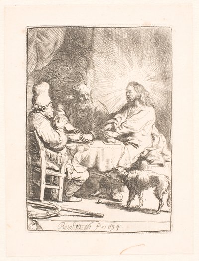 Kristus i Emmaus: den mindre tallerken af Rembrandt van Rijn
