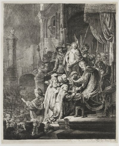 Kristus for Pilatus: stort billede af Rembrandt van Rijn