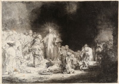 Kristus helbreder de syge The Hundred Guilder Print af Rembrandt van Rijn