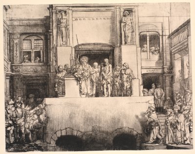 Kristus præsenterede for folket: stor aflang tallerken af Rembrandt van Rijn