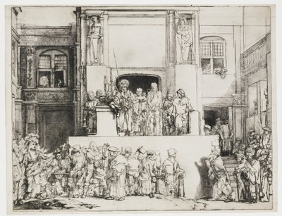 Kristus præsenteres for folket: aflang plade af Rembrandt van Rijn
