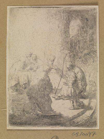 Christus som barn og de skriftkloge. Lille plade af Rembrandt van Rijn