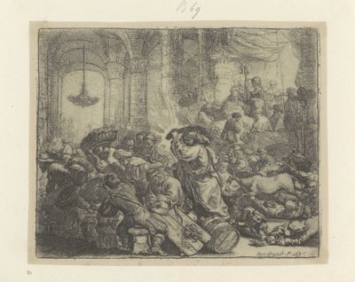 Kristus driver pengevekslerne ud af templet Recueil de quatre-vingt-cinq estampes originales (serietitel) af Rembrandt van Rijn