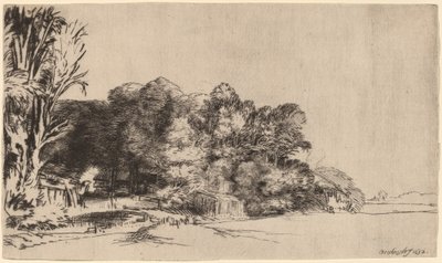Træklump med en Vista af Rembrandt van Rijn
