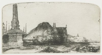 Hytte og grænsepæl på Spaarndammerdijk (»L’Obelisque«) af Rembrandt van Rijn