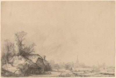 Sommerhus ved siden af en kanal af Rembrandt van Rijn