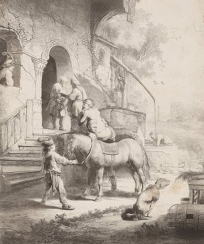 Den barmhjertige samaritan. 1633 af Rembrandt van Rijn