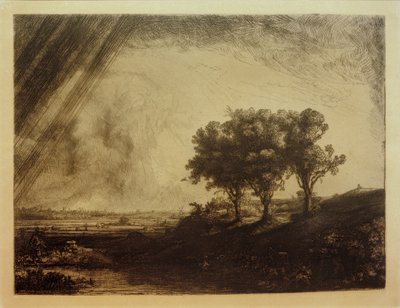 Landskabet med de tre træer af Rembrandt van Rijn