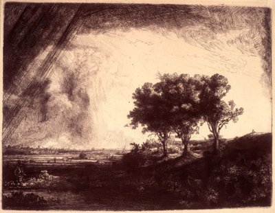 Landskabet med de tre træer af Rembrandt van Rijn