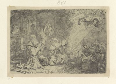Angel forlader Tobias og hans familie Recueil de quatre-vingt-cinq estampes originales (serietitel) af Rembrandt van Rijn