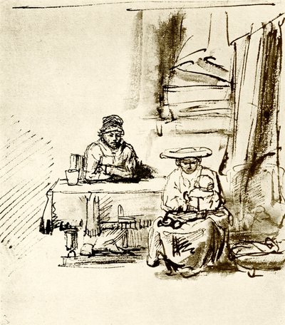 Familiescene af Rembrandt van Rijn