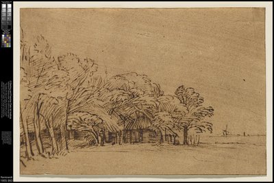Gård under træer, c.1650 af Rembrandt van Rijn