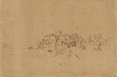 Figurer på Anthoniesdijk, der kommer ind i Houtewael [verso] af Rembrandt van Rijn