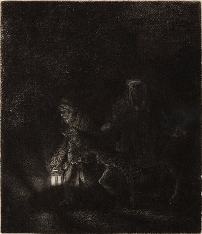 Flugten til Egypten: Et natstykke af Rembrandt van Rijn