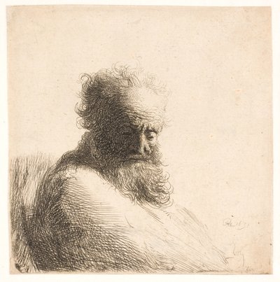 Gammel, skægget mand. Buste af Rembrandt van Rijn