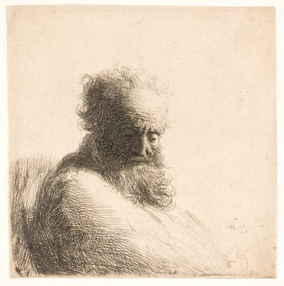 Gammel, skægget mand. Buste af Rembrandt van Rijn