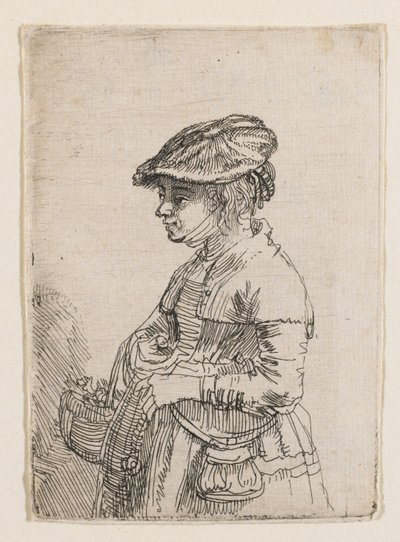 Pige med en kurv af Rembrandt van Rijn