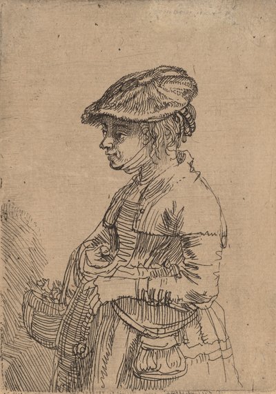 Pige med en kurv, ca. 1642. af Rembrandt van Rijn