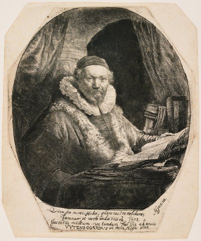 Jan Uytenbogaert, prædikant hos remonstranterne af Rembrandt van Rijn