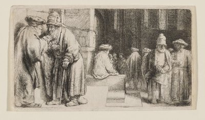 Jøder i en synagoge af Rembrandt van Rijn