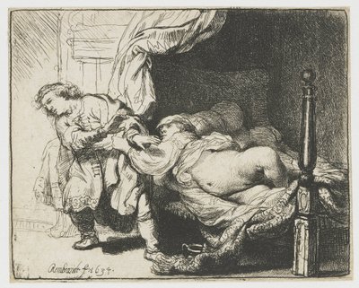 Josef og Potifars hustru af Rembrandt van Rijn