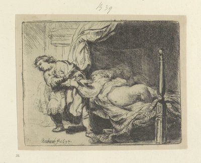 Jozef en kvinde af Potifar Samling af 85 originale tryk (serietitel) af Rembrandt van Rijn