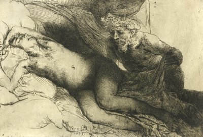 Jupiter og Antiope, ca. 1659 af Rembrandt van Rijn