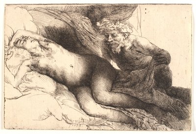Jupiter og Antiope: den større plade af Rembrandt van Rijn