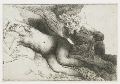 Jupiter og Antiope: den større plade af Rembrandt van Rijn