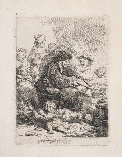 En kvinde, der steger pandekager af Rembrandt van Rijn