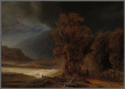 Landskab med lignelsen om den barmhjertige samaritaner af Rembrandt van Rijn