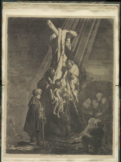 Kruisafname: anden plaat Samling af 85 originale tryk (serietitel) af Rembrandt van Rijn