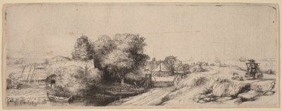 Landskab med en mælkemand af Rembrandt van Rijn