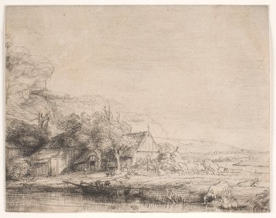 Landskab med en ko, der drikker af Rembrandt van Rijn