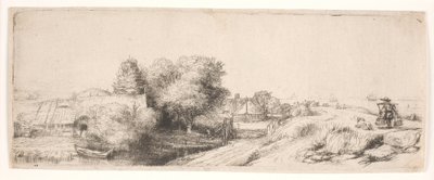 Landskab med en mælkemand af Rembrandt van Rijn