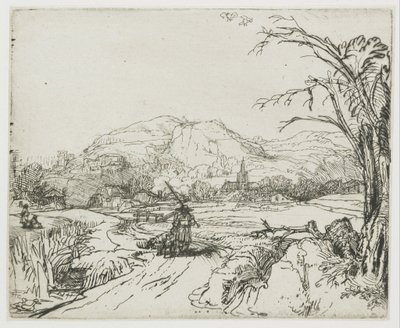Landskab med en sportsmand og hunde af Rembrandt van Rijn