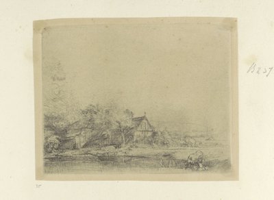 Landschap met drinkende koe Samling af 85 originale tryk (serietitel) af Rembrandt van Rijn