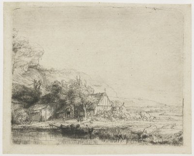 Landskab med en ko, der drikker af Rembrandt van Rijn