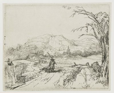 Landskab med fårehyrde og hunde (»Den lille jæger«) af Rembrandt van Rijn