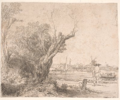 Landskab. "De Omval" af Rembrandt van Rijn